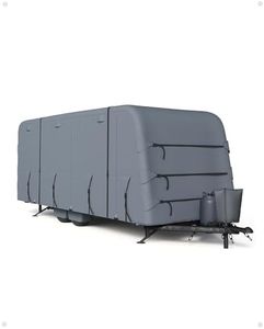 DEXSO Heavy-Duty Travel Trailer RV Cover, Extra-Thick Waterproof & Anti-UV 6 Layers Top Panel, Reinforced Windproof Camper Cover, Fits 21'-24' Motorhome, Breathable with 2 Straps & 4 Tire Covers