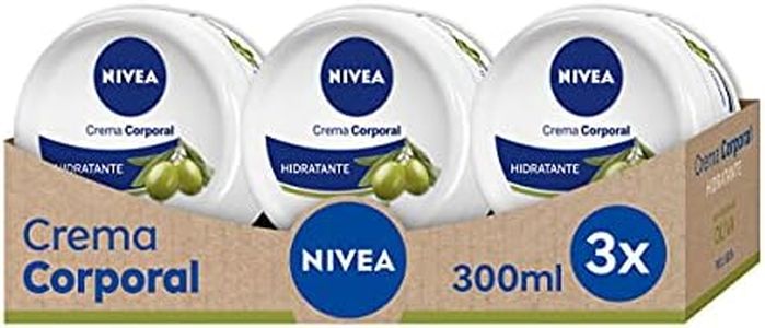 NIVEA Crema Corporal Aceite de Oliva en pack de 3 (3 x 300 ml), crema hidratante corporal con ingredientes naturales, crema para el cuidado de la piel seca
