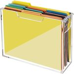 Hanging File Folder Organizer, Letter Size Clear Portable File Box with Handle, Acrylic File Crate Storage Hanging File Organizer Box for Desk, Office, Home, School - 1 Pack