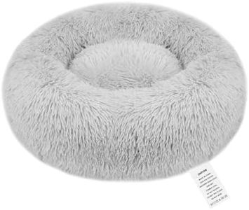 OKPOW Donut Hundebett Fuer Grosse Hunde - Flauschig Welpenbett Rund Kuscheliges - Anti Angst Katzenbett Comfy - Plüsch Haustierbett Waschbar