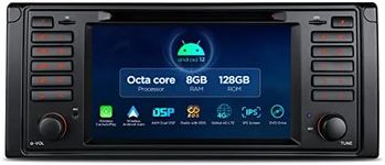 XTRONS Single Din Car Stereo for BMW E39 M5, Android 12 Octa Core 8GB+128GB Car Radio DVD Player, 7" Touched GPS Navigation for Car Bluetooth Head Unit Built-in DSP CarPlay Android Auto DVR TPMS DAB+