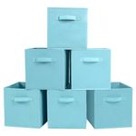 PowerKing Fabric Storage Box Organiser, 6 Foldable Storage Cube Storage Box in Cube Shape – Sky Blue