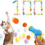 Cat Toy Gun Launcher with 100 Pompom Ball & 3 Plastic Balls, 1.2" Plush Balls for Interactive Play & Hunting Instinct, Cat Fetch Toy Gun Shooter, Cat Toys Interactive for Indoor Cats