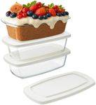 Navaris Glass Loaf Pan with Lid - Borosilicate Glass Baking Dish - Glass Food Meal Prep Containers with Lids - Baking Tray & Storage for Oven & Microwave - 1.8L (60.8oz) Set of 3