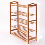 Clevinger 5-Tier Free Standing Shoe Racks, Stackable Bamboo Wood Shoe Rack Durable Shoe Shelf Holder, Functional Sturdy Shoe Organizer for Closet Entryway Hallway Indoor & Outdoor (1Pack, 5-Tier)