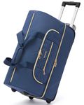 BAGSMART Rolling Duffle Bag with Wheels, 45L Carry-on Luggage Large Travel Bag with Shoes Compartment, Weekender Overnight Bag for Travel, Business Trips, Navy Blue, 21.6 inches (L) x 9 inches (W) x