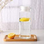 YKXIMS Glass Water Jug with Lid Glass Pitcher Hot Water Jug Milk Carafe Glass Water Jug for Dining Table (Hexagonal Design)