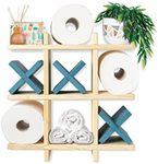 Tic Tac Toe Toilet Paper Holder for Wall - Small Natural, Minimalist Design - Rustic Toilet Paper Storage Wall Mounted - Bathroom Organization by Comfify