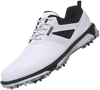 ULTIANT Men's Golf Shoes Fixed Nailless Sole Waterproof Lightweight No-Slip Walking Shoes Size7.5-13(White,40)