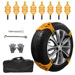 Brangstak Car Snow Chains - Adjustable Emergency Slip 8 Piece Chains for Ice, Dirt and Sand, Universal Snow Chains for Uphill All Cars with Tire Width 165-275mm