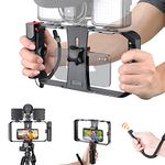 zeadio 2-in-1 Smartphone Video Rig, Wireless Grip Stabilizer Cellphone Tripod Mount Holder with Remote Shutter for All Smartphones