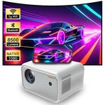 Hiniso E1 Projector with 8500 Lumens | Electric Focus | 5G WiFi | Bluetooth | Keystone Correction, Native 1080P Portable Projector for Phone/TV Stick/HDMI/USB/Laptop, Mini Projector for Home/Outdoor