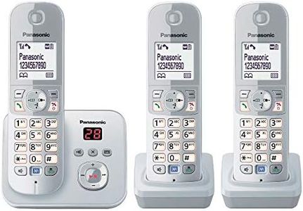 Panasonic KX-TG6823GS DECT Cordless Phone with Answering Machine (3 Handsets, Low Radiation, Eco Mode, Gap Telephone, Landline) Pearl-Silver