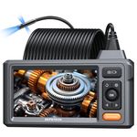 DEPSTECH 15M Triple Lens Endoscope Inspection Camera, 1080P HD Drain Pipe Borescope with Light, 5'' IPS Screen, IP67 Waterproof Sewer Snake Camera with 32G Card & Carry Case