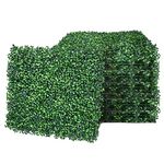 6 PCS Artificial Leaves Hedge Panels Hedge Wall Panels Artificial Grass Backdrop Wall 40 X 60cm 4cm Green Grass Wall for Decor Privacy Fence Indoor Outdoor Garden (Drak Green, 6 Pcs)