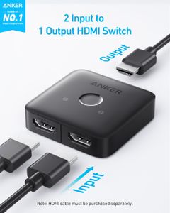 Anker 4K HDMI Switch 2-in-1 Out – HDR, 3D, Dolby, Smooth Finish