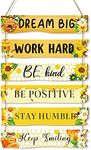 Blulu 6 Pieces Rustic Wall Hanging Plaque Sign Inspirational Wall Art Farmhouse Wooden Wall Signs Positive Wall Plaque with Quotes Motivational Quote Decor for Office Bedroom Living Room (Floral