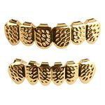 Gold Fake Grills for Teeth for Halloween Cosplay Plated Gold Hip Hop Custom Teeth Costume Accessories Rapper Grill Teeth for Women Men (gold)