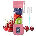 Portable Blender, 380ml Portable Juicer Blender, Mini Blender for Smoothies and Shakes,Smoothie Maker with 6 Blades, Small Blender USB Rechargeable, Pink