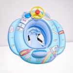 KidsZeeNie® Inflatable Space Ship Kiddie Water Baby Float for Kids Safe Anti-flip Diaper Style Swim Tube Rider | Swim Pool Floater Ring for Toddlers Age 1-3|Multicolor (Pack of 1)