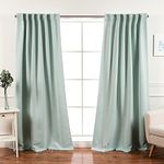 Best Home Fashion Premium Blackout Curtain Panels - Solid Thermal Insulated Window Treatment Blackout Drapes for Bedroom - Back Tab & Rod Pocket - Mint - 52" W x 96" L - (Set of 2 Panels)