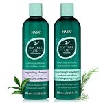 HASK Tea Tree Oil & Rosemary Invigorating Anti Dandruff Shampoo And Conditioner 355Ml | For Dry Itchy Scalp | Sulfate & Paraben Free