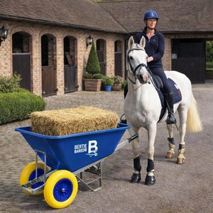 Equimed Extra Large Garden Wheelbarrow – 200L Plastic, Puncture-Proof Wheels, Blue/Yellow