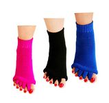 ReachTop Toe Separator Socks, 3 Pairs Foot Alignment Socks Yoga Gym Massage Toeless Socks Pain Relief Improves Circulation Stretchy for Women Men