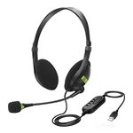 Voixtone USB Headset with Mic, Noise Cancellation Mic, Inlune Mute Volume Control, Ideal for All Center, Office Calls, Online Classes, Conference Calling,Wired Type A USB