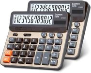 Comix Desktop Calculator, Large Computer Keys, 12 Digits Display, Champaign Gold Color Panel, C-2735, 2-Pack