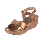 Mochi Women Antic Gold Wedge Heel Fashion Sandal UK/7 EU/40 (34-175)