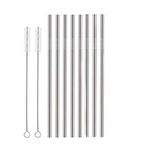 Eopzo Stainless Steel Straws Ultra Long 8.5 Inch Reusable Drinking Metal Straws for Tumblers Rumblers Cold Beverage (8 Straight | 2 Brush)