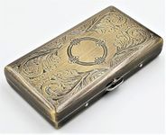 Cigarette Case Victorian Style Metal Holder for Regular, King and 100's Size Pocket Protective Security Wallet (ES100-AB, Antique Brass)