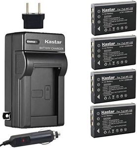 Kastar 4X Battery + Charger for Fujifilm NP-120 FinePix 603, F10, F11, KYOCERA Contax Tvs Digital, RICOH Caplio 300G, Caplio 400G Wide, Caplio Pro G3, Caplio R330, Caplio RR10, Caplio RR30 Caplio RX