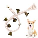 Whimsii Dog Bells Toilet Training, Macrame Hanging Door Bell for Potty Training, 6 Extra Loud Antique Bronze Doggy Bells for Puppy & Dogs Ring to Go Outside (Bronze Bells with Off White Rope)