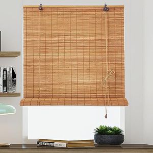 YFZBAMOO Bamboo Blinds, 34" W x 60" H Roman Window Shades for Home Office Hotel, Roll Up Blinds and Shades for Patio Indoor Outdoor Porch