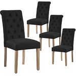 Yaheetech Dining Chairs Set of 4 Upholstered Dining Chairs Classic Fabric Chairs with High Back and Padded Seat for Home and Kitchen Black