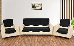 Yellow Weaves 5 Seater Quilted Sofa Cover and Chair Cover, Seat & Back Cover, Color - Black - Velvet