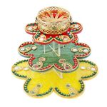 Colorful Acrylic Floor Rangoli with Tea Light Candle Holders Stand Decorative Tea light T-Light for Indian Traditional Festival Floor Home Decor Lighting Accessories Wedding (Without Wax)(Size:-5"X4")