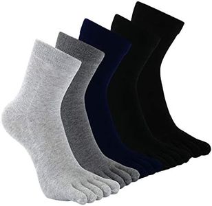Men Toe Socks Cotton Running Five Finger Mini Crew Socks, 1.mix Color-5 Pairs, UK Meninchess shoes 6-10