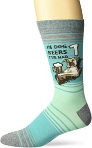 K. Bell Socks Women's Fun Happy Hour Crew Socks-1 Pairs-Cool & Cute Pop Culture Funny Gifts, Dog Beers (Turqoise)