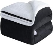 CHOSHOME Blanket Fleece Sherpa Throw 150X200CM Throw Blanket for Bed Warm Blankets for Winter Thick Soft Blanket Fluffy Fleece Blanket Large Warm Blanket for Bed Couch and Travel Black