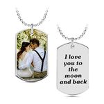 Silver Style Personalised Photo Necklace for Women | Customized Message Dog Tag Pendant Necklace for Girls | Custom Jewellery Gift for Wife, Anniversary, Wedding, Birthday, Engagement Unique Gifts…