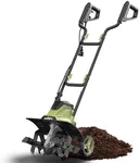 SOYUS 14 Inch Electric Tiller Cultivator 12 Amp Corded Tiller for Gardening, Garden Tiller with Folding Handle, 4 Steel Tines Wheeled Rototiller for Lawn Yard Soil Tilling