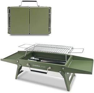 Charmline 35 * 23cm Barbacoa de Carbón Portátil Plegable, Barbacoa Portatil Carbon Para Uso en Exteriores,Parrilla de Barbacoas Para Camping, Picnics, Jardines y Fiestas en La Playa, Verde