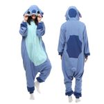 Adult Onesie Stitc h Costume Pajama Anime for Women Men and Teenagers Birthday Blue, Blue, Large