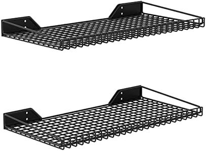 WALMANN 2 Pack Garage Wall Shelf, 23.5" x 12" Wall Mounted Storage Shelves for Garage, Closet, Laundry Room, Heavy Duty Wall Shelving, Holds Up to 65 Lbs(Black)