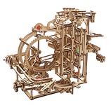 UGEARS Wooden Marble Run Kit 3D Puzzle Wood Marble Run Stepped Hoist with 3-Stepped Lift Mechanism and 10 Marbles - Kinetic DIY Marble Run Wooden Puzzle - 3D Wooden Puzzles Adults