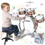 Kids Drum Set for Toddler 1-3, Toddler Jazz Drum Kit Toys Percussion Musical Instruments Toy Ages 3-5 Early Education Christmas Birthday Gift Toys for 2 3 4 5 6 Year Old Girls Boys