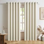 DUALIFE Beige Door Curtains for Doorway Privacy 84 Inches Long, Noise Rdeucing Room Divider Closet Door Cover(2 Panels, 5ft Wide x 7ft Long, Beige)